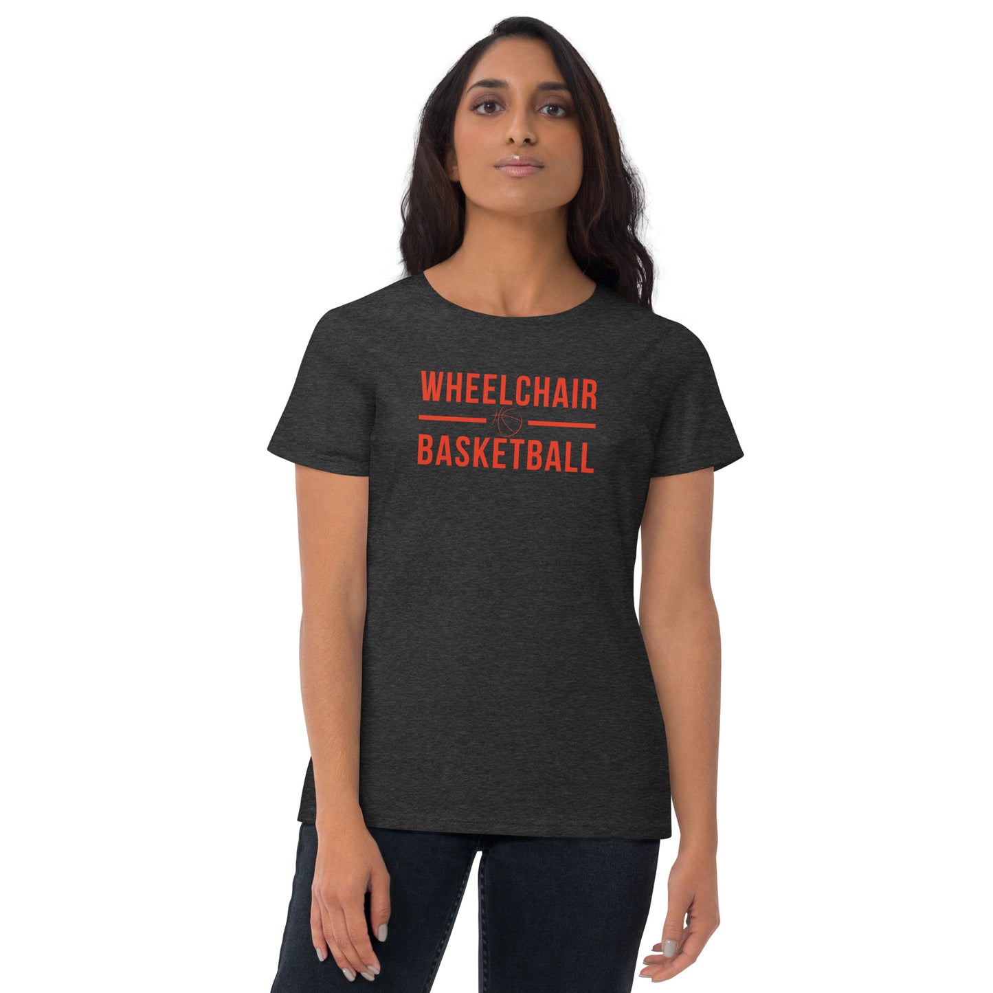 Women's short sleeve wheelchair basketball text t-shirt