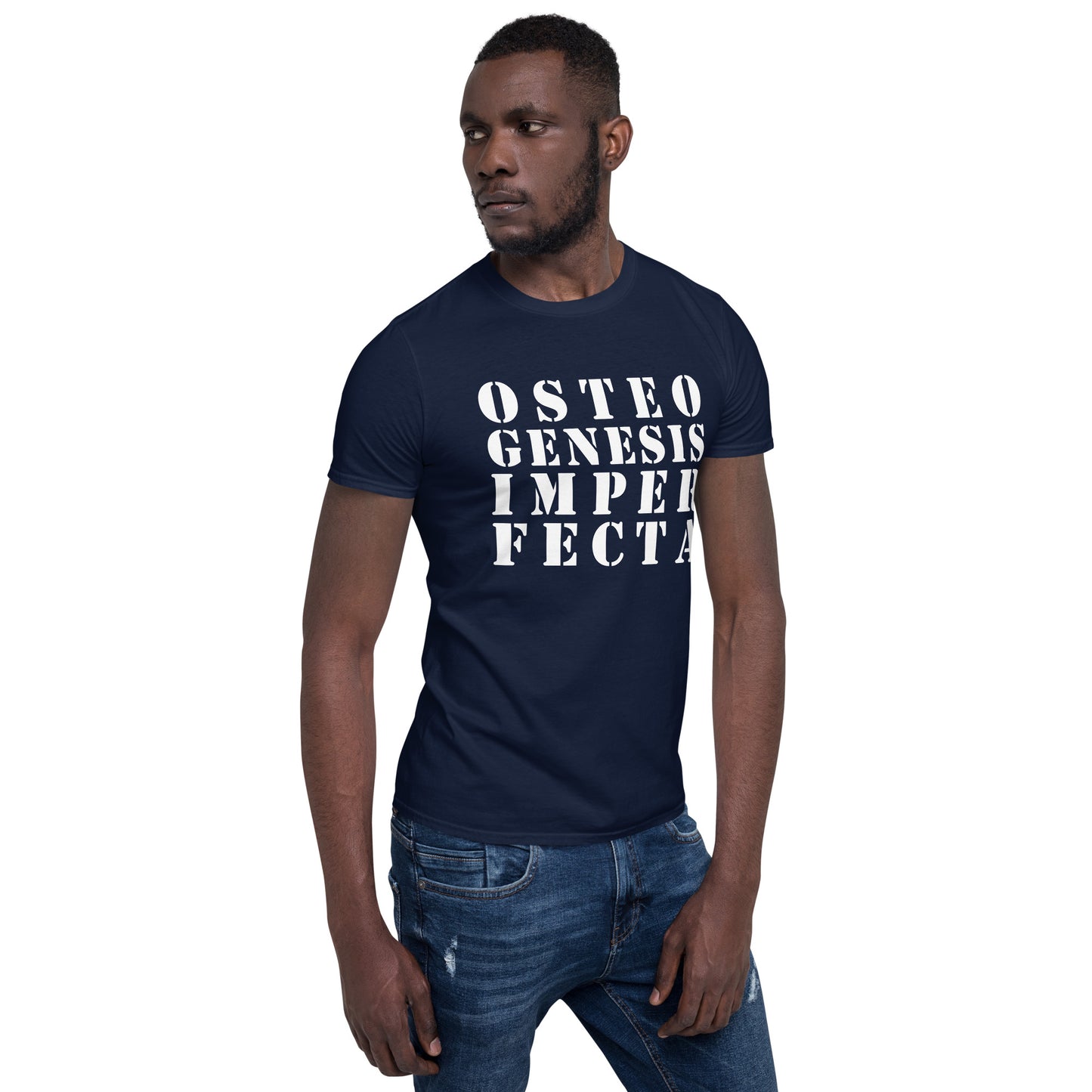 Osteogenesis Imperfecta Stencil White T-Shirt