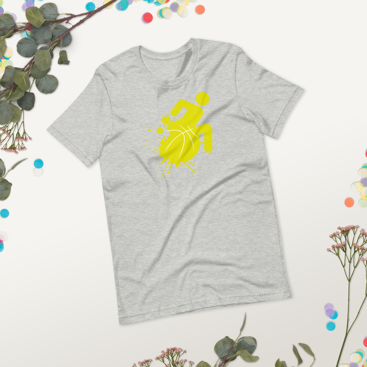 Yellow Splatter Wheelchair Basketball T-Shirt