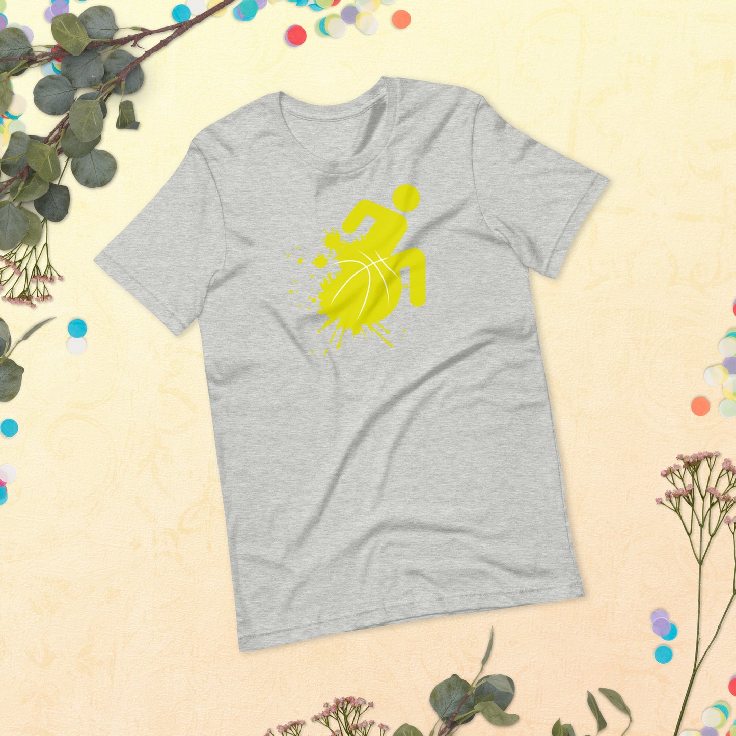 Yellow Splatter Wheelchair Basketball T-Shirt