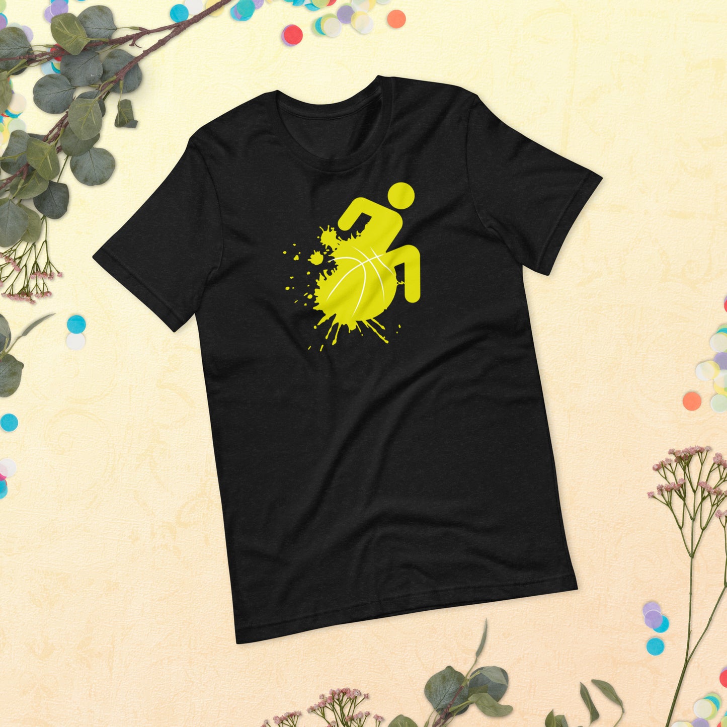 Yellow Splatter Wheelchair Basketball T-Shirt