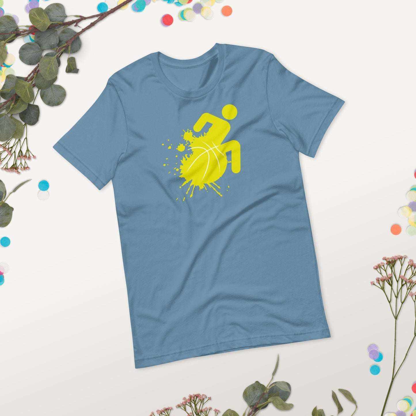 Yellow Splatter Wheelchair Basketball T-Shirt