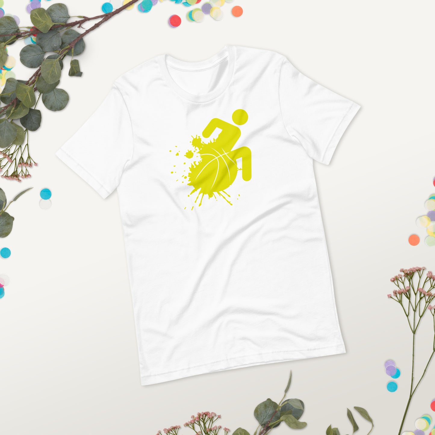 Yellow Splatter Wheelchair Basketball T-Shirt