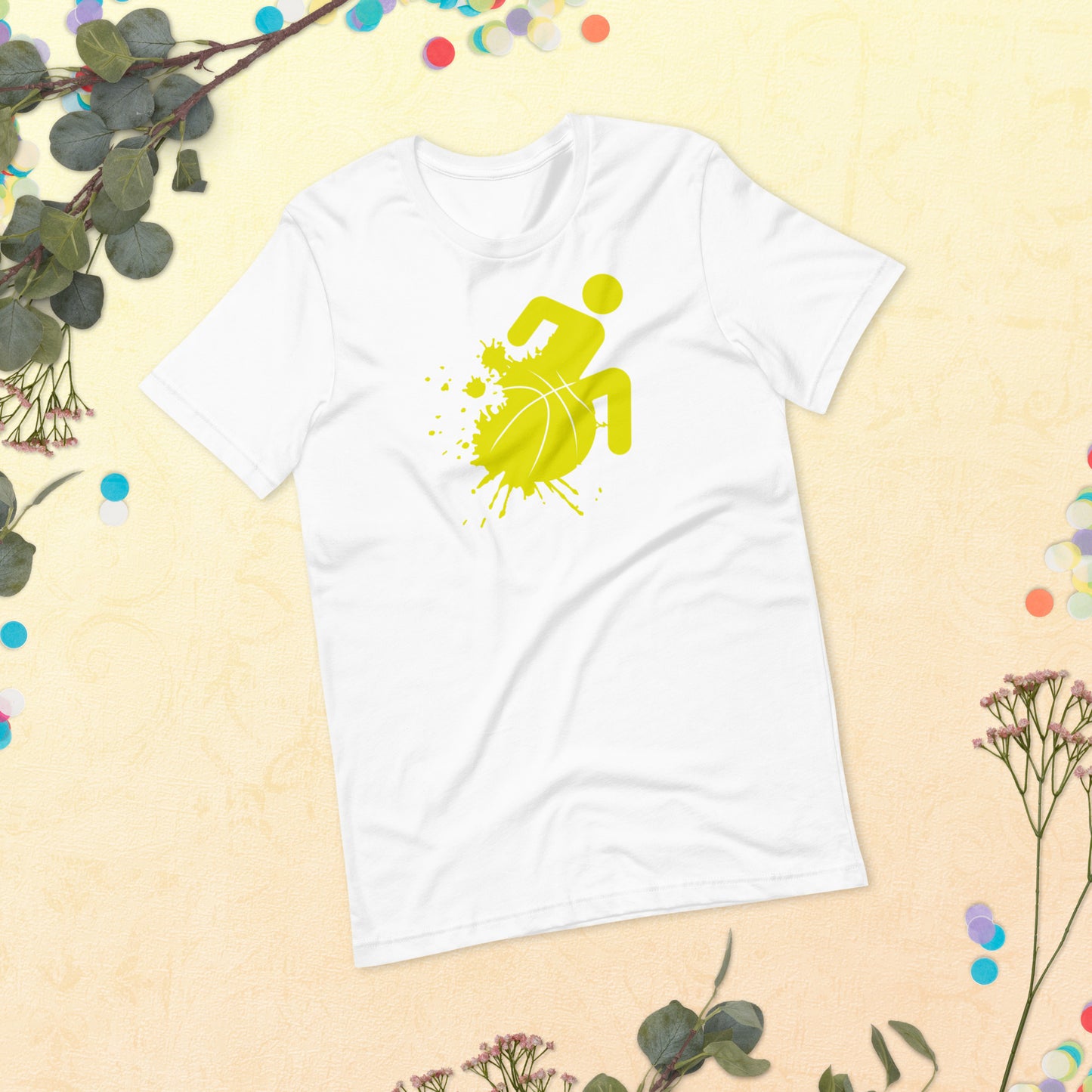 Yellow Splatter Wheelchair Basketball T-Shirt