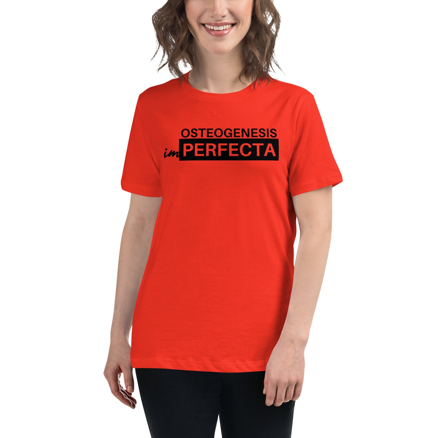 Women's Black Print Osteogenesis imPerfecta T-Shirt