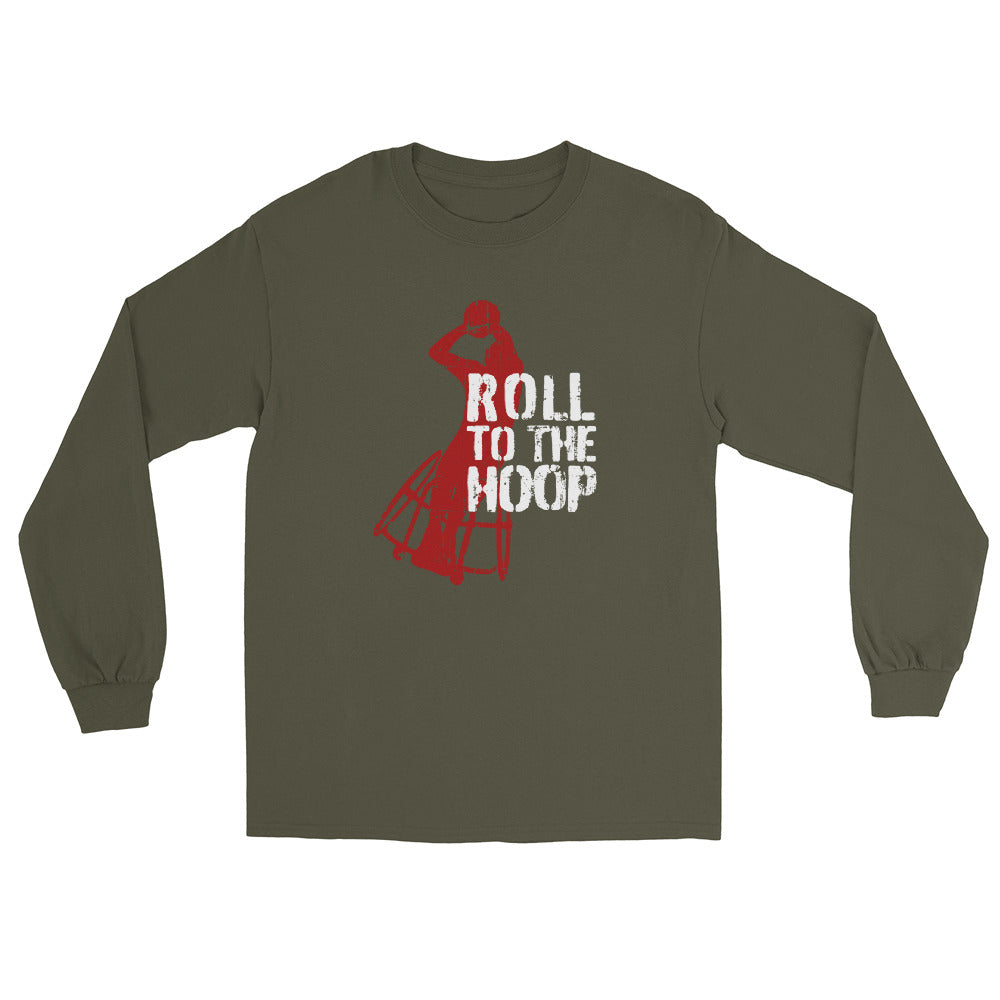 Roll To The Hoop Wheelchair Basketball Logo Long Sleeve Shirt