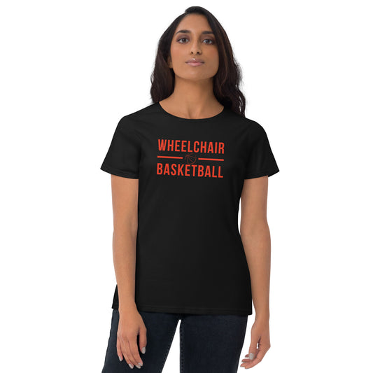 Women's short sleeve wheelchair basketball text t-shirt