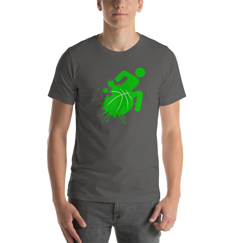 Bright Green Splatter Wheel Wheelchair Basketball Unisex t-shirt