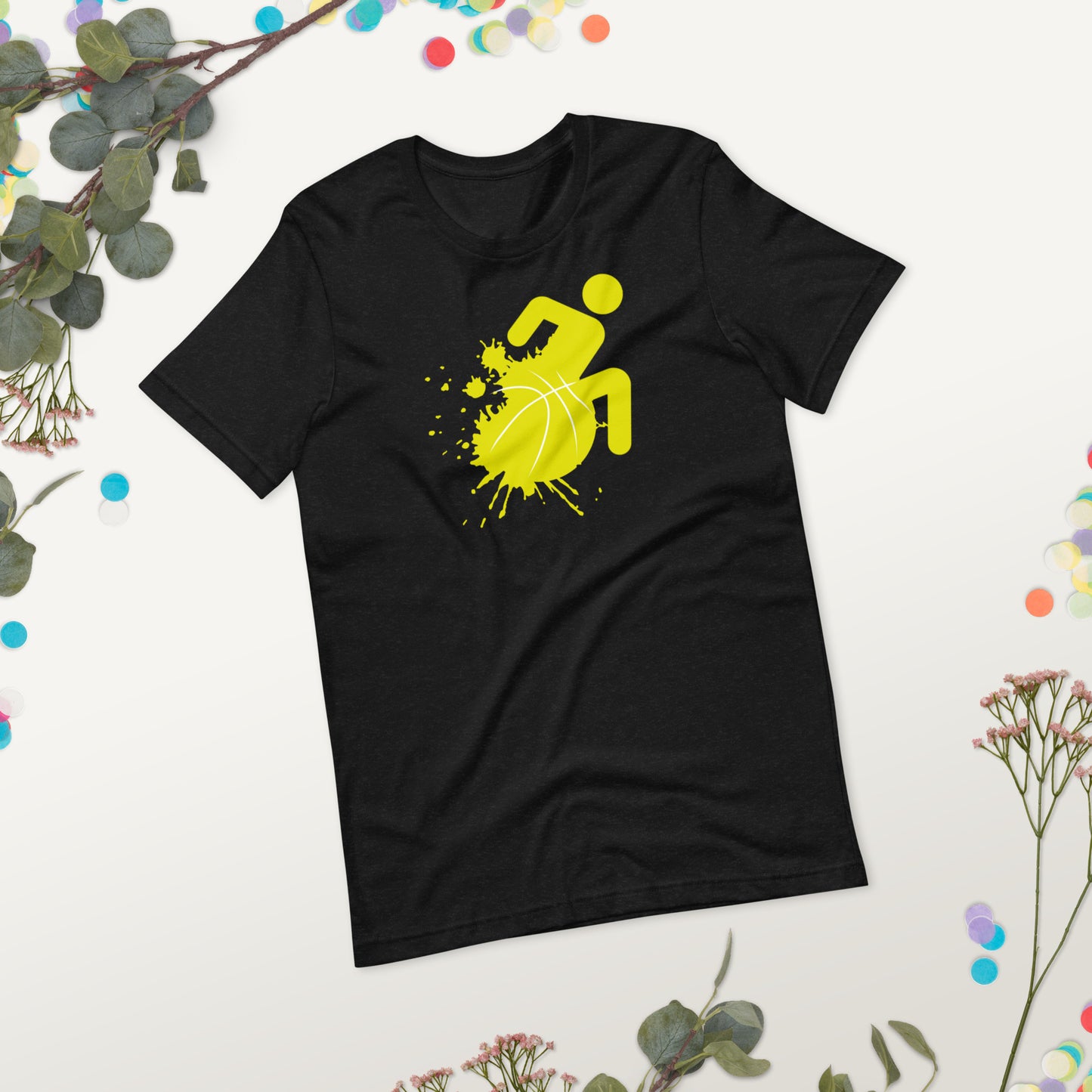 Yellow Splatter Wheelchair Basketball T-Shirt