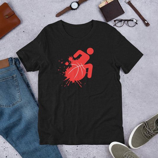 Red Splatter Wheelchair Basketball T-shirt