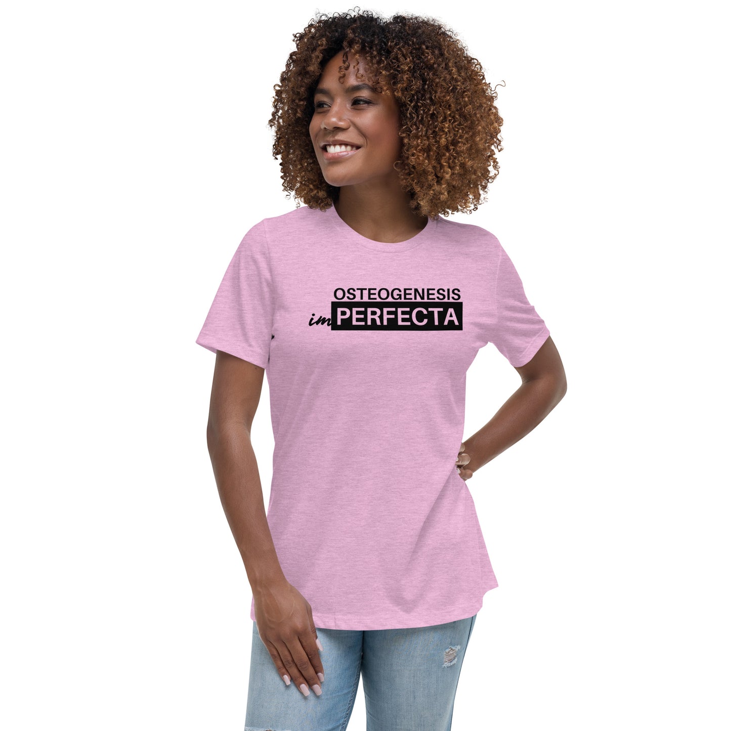 Women's Black Print Osteogenesis imPerfecta T-Shirt